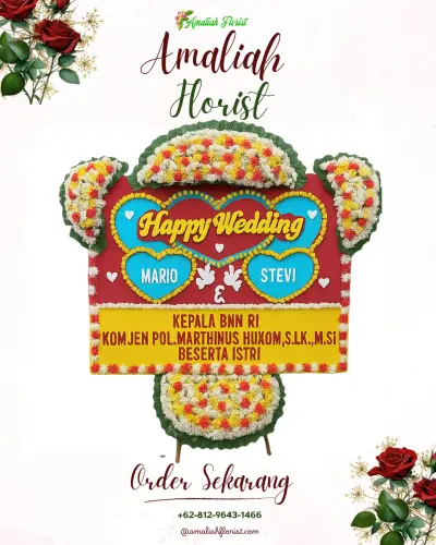Karangan Papan Bunga Pernikahan di Sidosermo